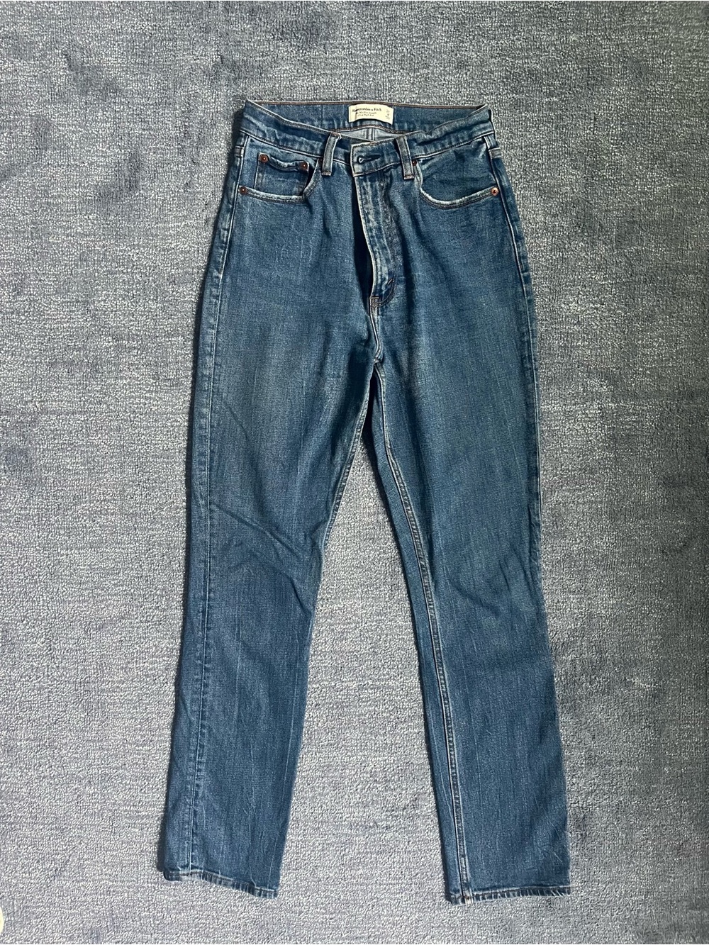 Abercrombie & Fitch Medium Blue High-Rise Straight Jeans